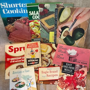 Conjunto de libros de cocina y folletos antiguos variados/Libros de cocina/Spry/Kraft/Folletos de libros de cocina antiguos/Bordens/Folleto de cocina/horneado de atajos
