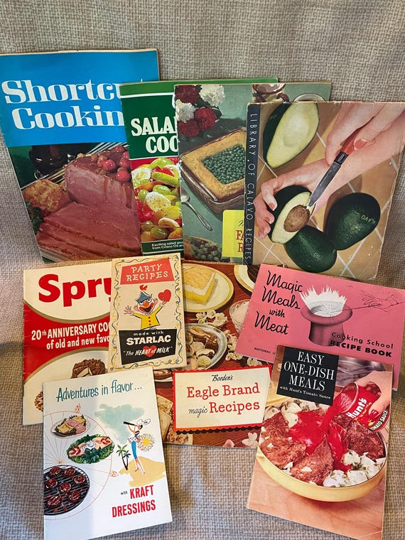 Vintage Misc Set of Cookbooks and Booklets/Kitchen Cookbooks/Spry/Kraft/Old Cookbooks Booklets/Bordens/Shortcut Cooking/Baking Booklet