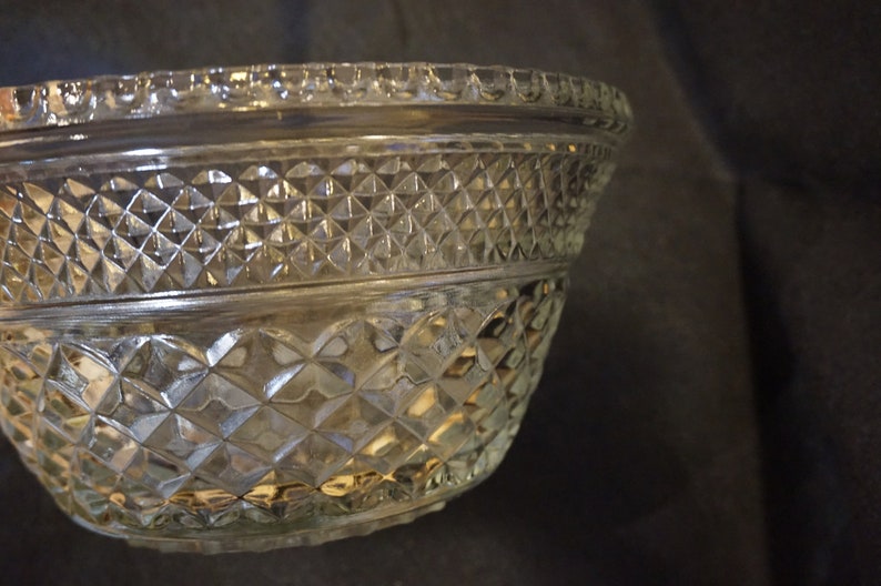 Vintage Wexford Anchor Hocking Glass Salad Bowl Wexford Pattern Anchor Hocking Medium Bowl Kitschy Mid Century Wexford Bowl