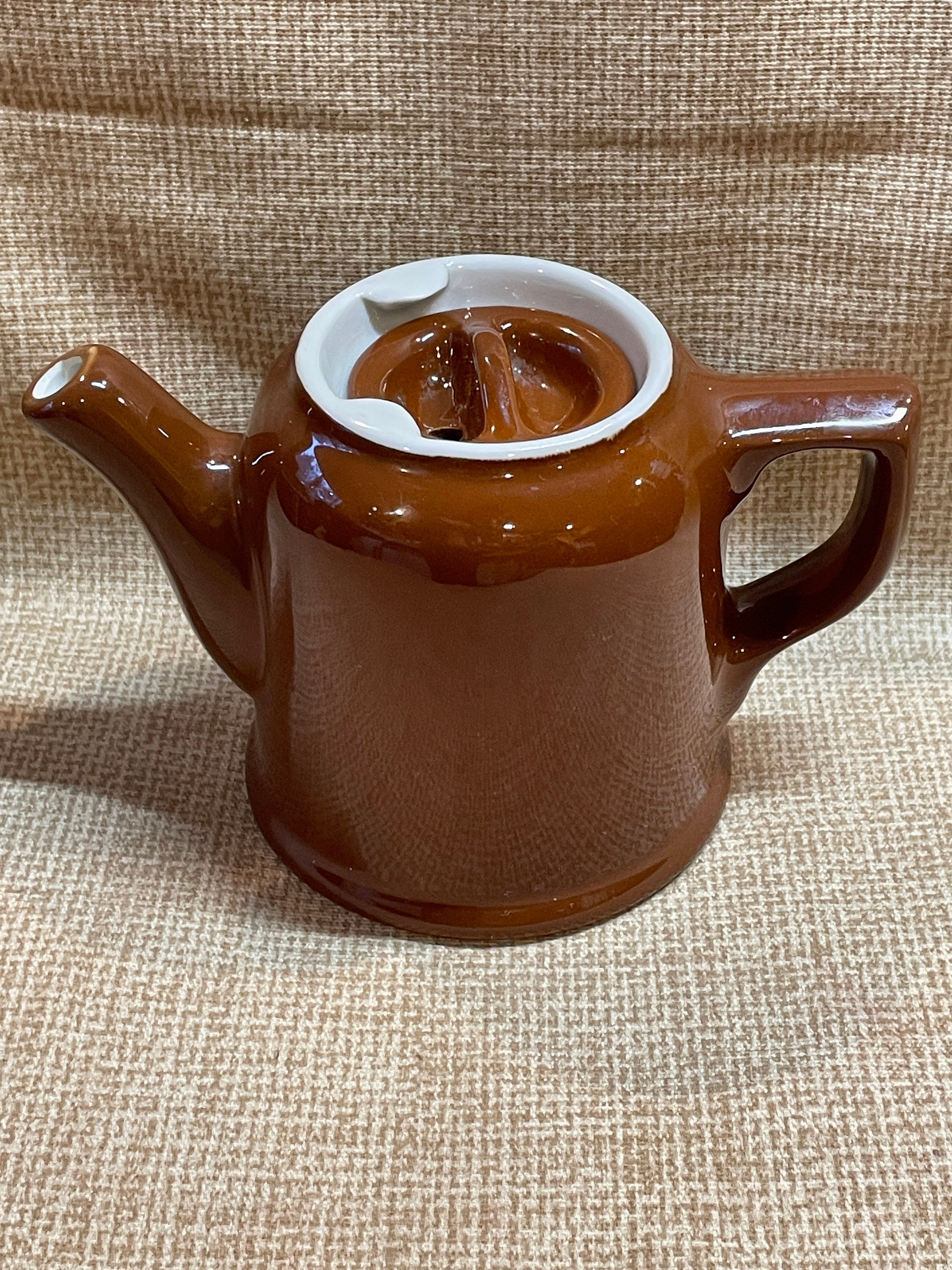 Vintage Hall Brown Glazed Small Tea Pot/individual Tea Pot/boston Teapot  With Recessed Lidl/tea/hall Pottery/vintage Kitchen/hall Tea Pot 