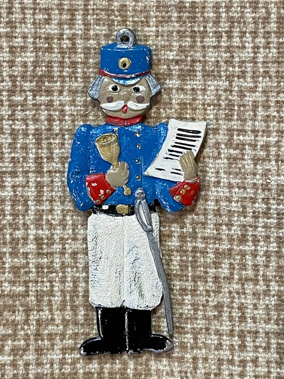 Crèche de Noël allemande vintage en étain, trois panneaux
