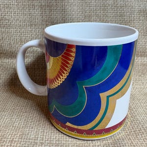 Vintage 1980&#39;s Laurel Burch Plum Blossom Coffee Mug/Flower Mug by Laurel Burch/Gold/ Made in Japan Mug/Bold Colors Coffee Mug/Kitchen/Coffee