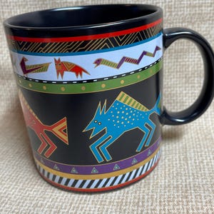 Vintage 1990 Laurel Burch Bison Coffee Mug/Bison Mug by Laurel Burch/Laurel Birch Bison Made in Japan Mug/Western Bison Coffee Mug