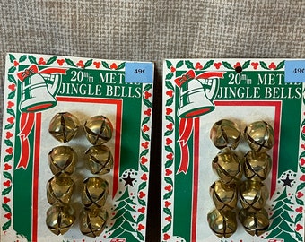 Jingle Bells vintage in metallo da 20 mm Set di 8/Jingle Bells dorati/Campane artigianali/Campane natalizie/Campane decorative/Jingle Bells dorate degli anni '50/Campane artigianali