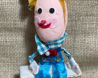 Vintage Humpty Dumpty Large Christmas Ornament/60's Humpty Dumpty Ornament/Christmas Ornament/Tree Decor/Nursery Rhyme Ornament/60s Kitschy