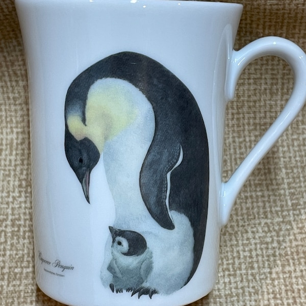 Vintage Otagiri Emperor Penguin and Baby Mug/Gibson Greeting Cards/Japan/Gold Rim Otagiri Penguin Mug/Coffee Mug/Drinking/Kitchen/Penguins