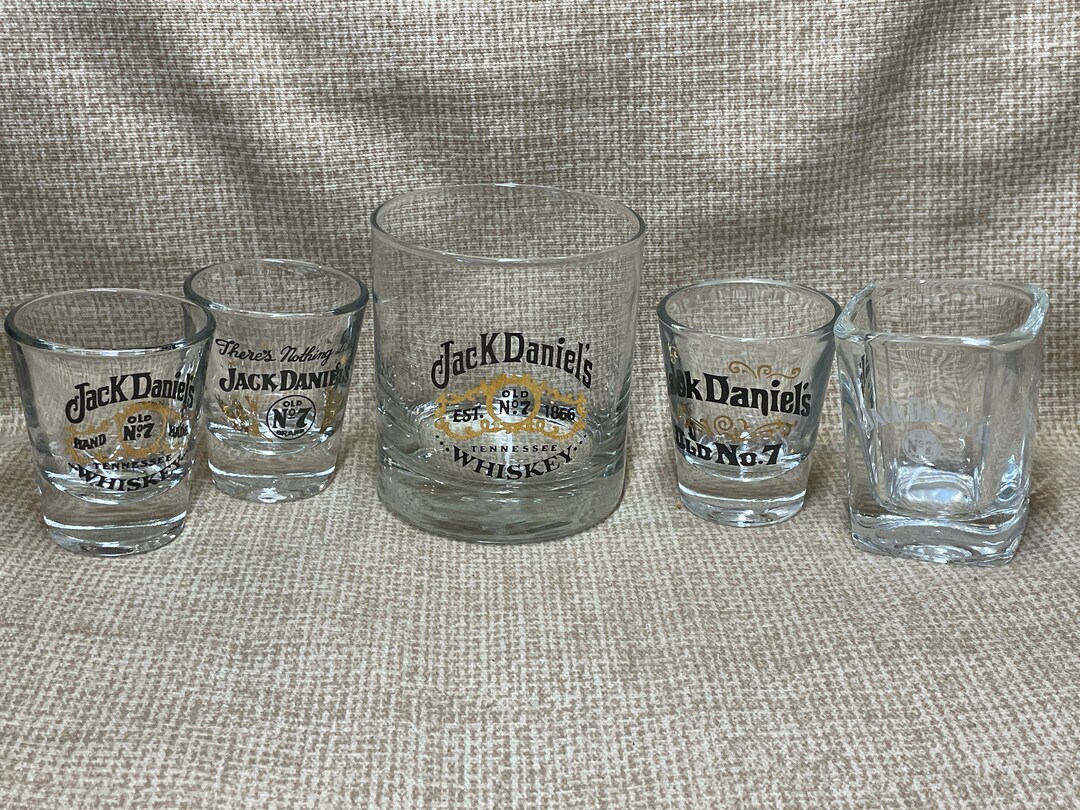 Vintage Jack Daniels Glass and Shot Glasses Set of 5/jack Daniels/shot