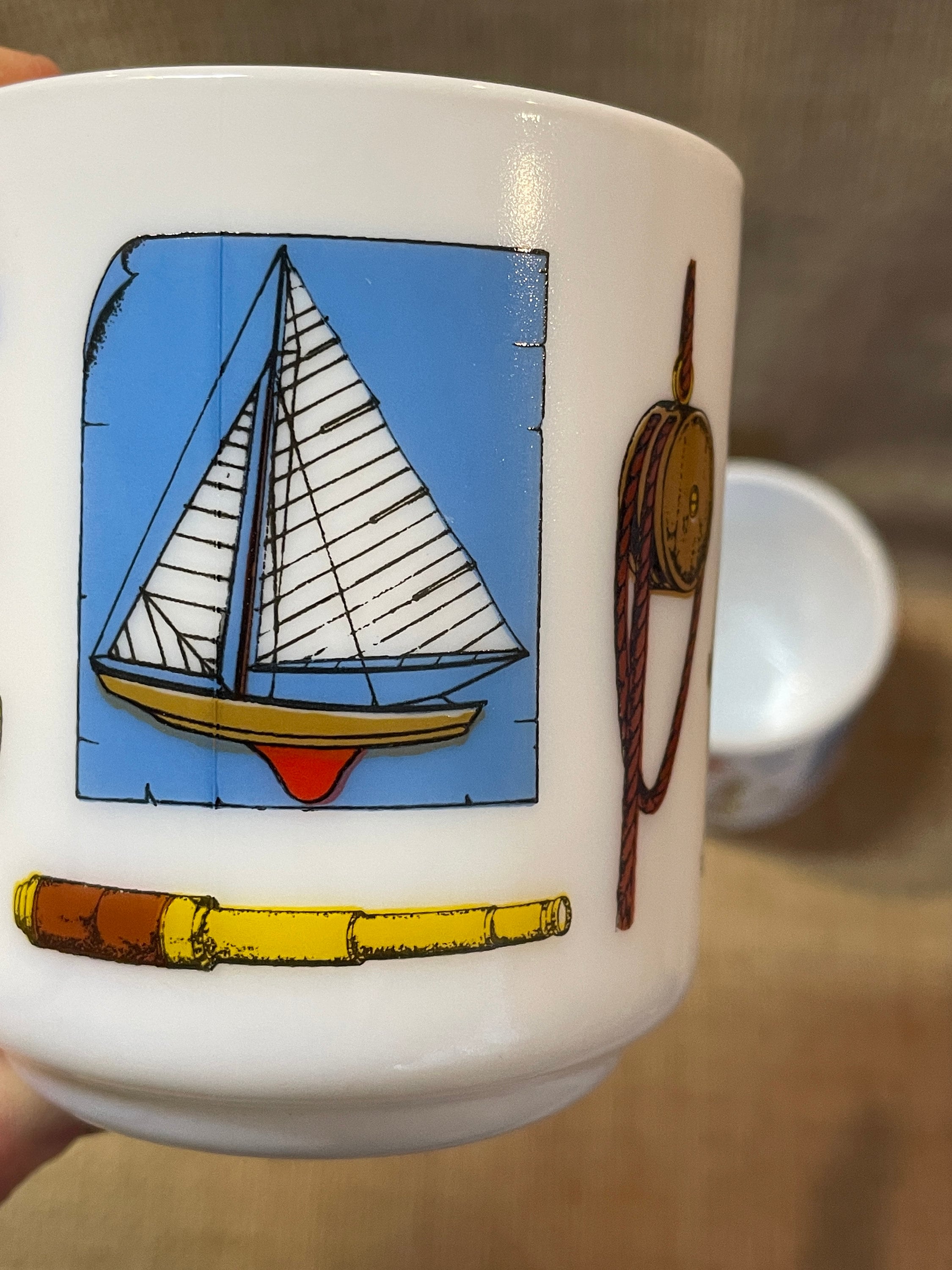 Mug Arcopal Vintage Motif Marins - Très Bon état - Fabriqué En France - Collection Rétro