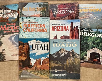 Vintage 60's Sunset Travel Guide/Mexico/So Cal/Utah/AZ/New Zealand/Oregon/Gold Rush Country/Idaho/Travel Guides/Sunset Travel Books/60s Book