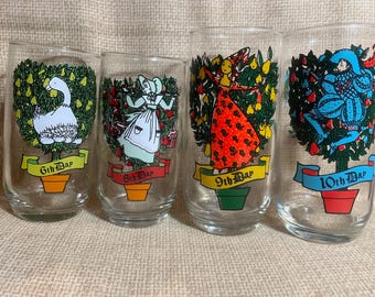 Vintage 70's 12 Days of Christmas Glasses/Replacement Day Glasses/Day 6/Day 8/Day 9/Day 10/Geese/Maid a Milking/Lords Leaping/Ladies Dancing