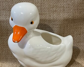 Vintage White Duck Planter/Just Ducky Window Planter/Home Decor/Duck Theme/Ceramic Duck Planter/Cute Little Duck/Planter/Patio Decor