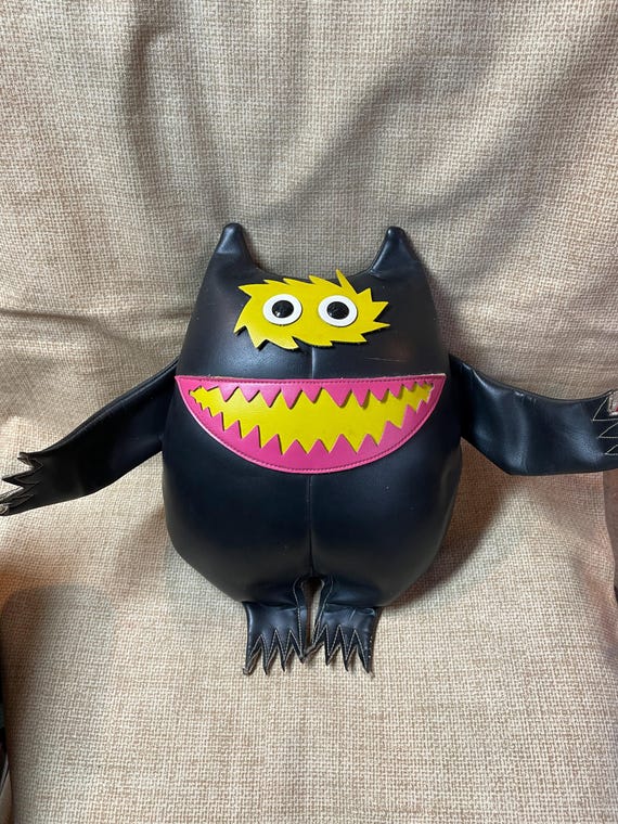 Vintage RARE 1960's Nauga Naugahyde Black Monster Doll/kitschy