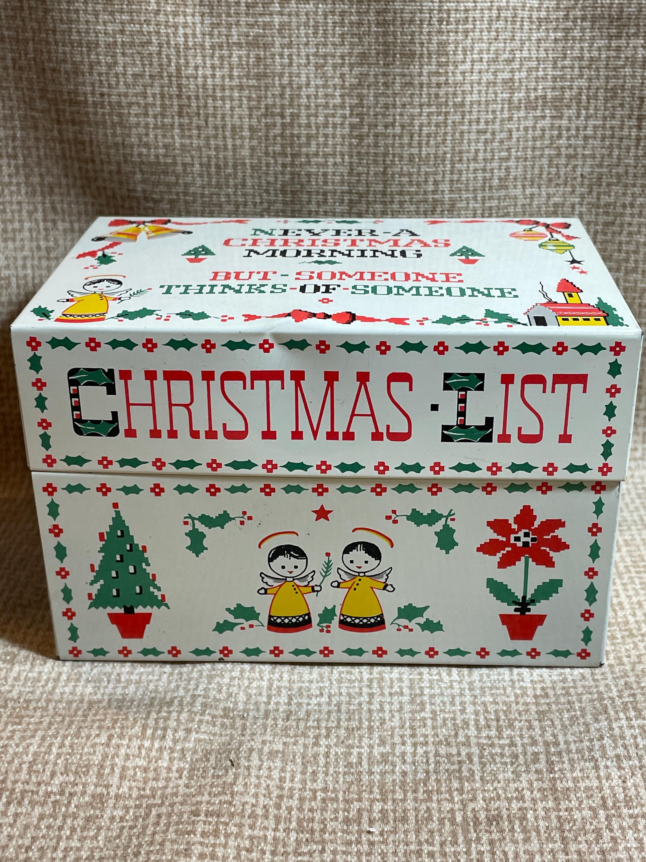 Vintage Christmas List Metal Box/stylecraft/christmas