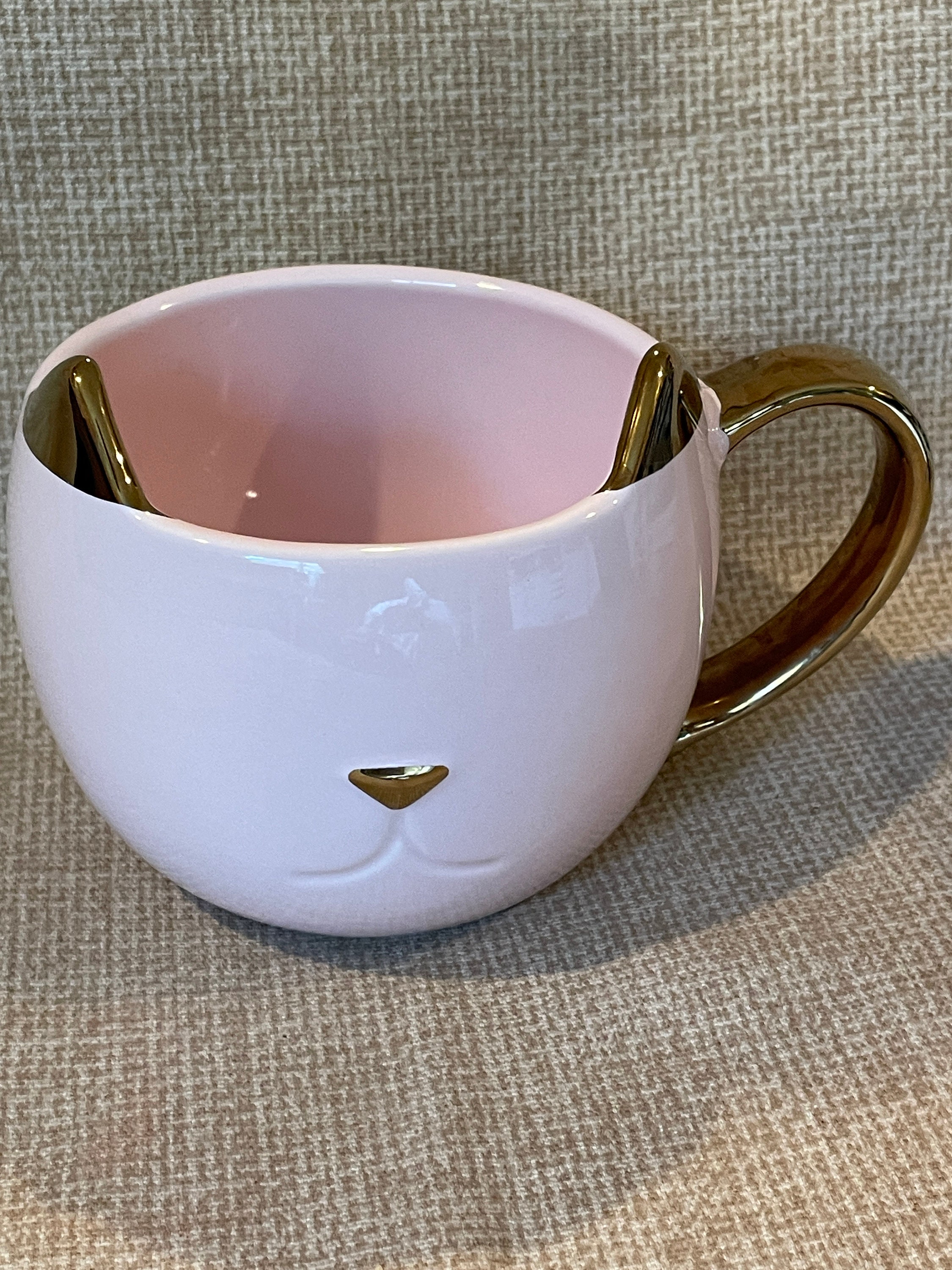 Pinky up Chloe Cat 12 Oz Pink and Gold Cat Mug/pink and Gold Kitty