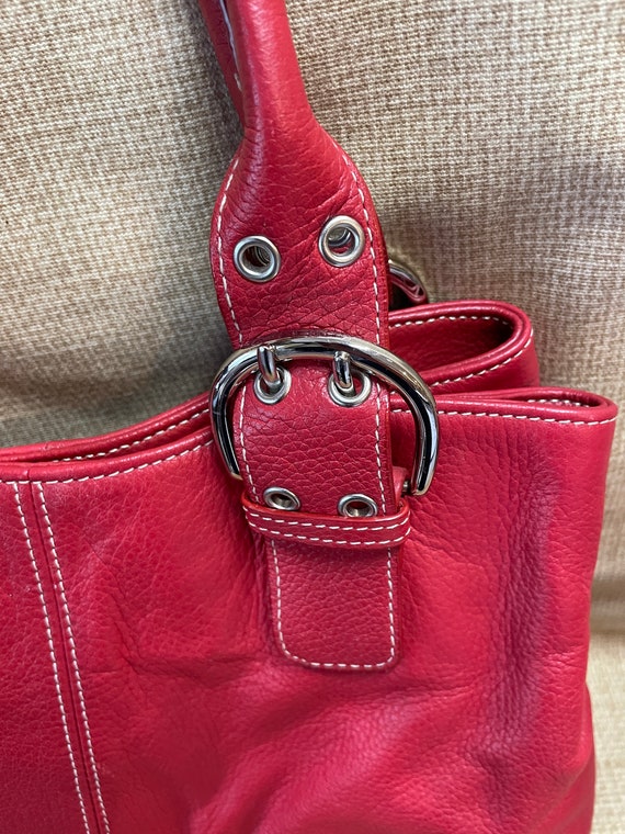 Vintage Tignanello 90's Soft Pebbled Red Leather … - image 10