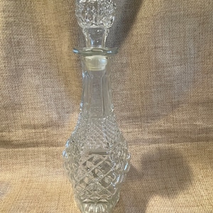 Vintage Anchor Hocking Decorative Glass Decanter Bottle/Diamond Pattern Decanter/Decorative Bottle/Genie Bottle/Barware/Home Decor/Bottle