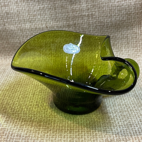 Vintage Rare 1960's Rainbow Glass Co Green Creamer/Green Avocado Glass Dish/Rainbow Glass W. Virginia/60's Avocado Green Glass Dish/Home