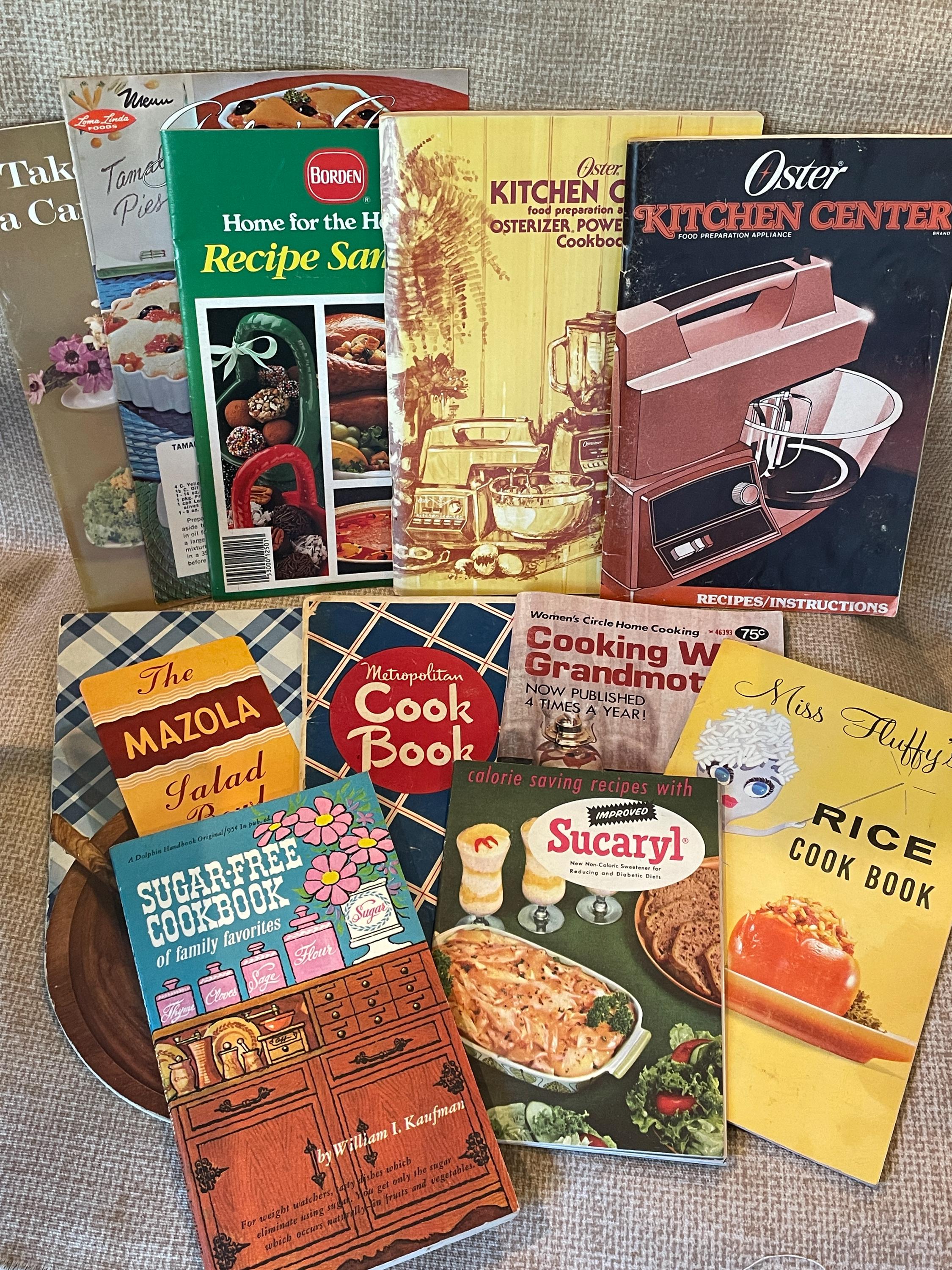 Vintage Misc Set of Cookbooks and Booklets/Kitchen Cookbooks/Mazola/Miss Fluffy's/Oster/Borden/Loma Linda Foods/Old Cookbooks Booklets