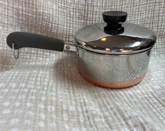 Revere Ware 1 Quart Saucepan, Copper Bottom 1801, Small Cooking Pot, Made in USA