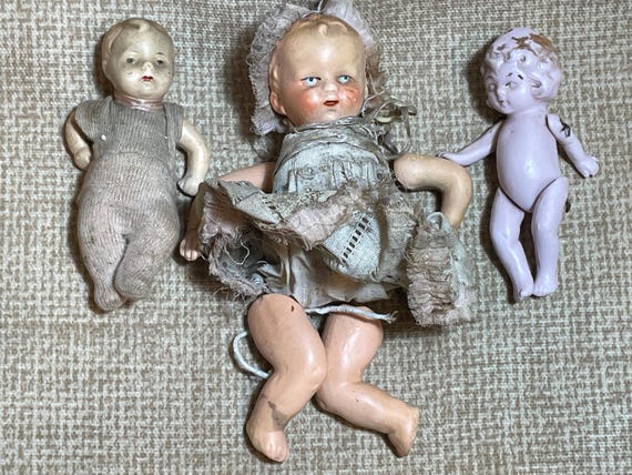 ビスクドール　ドイツ　mimi 1986 34センチ Vintage German Small Tiny Bisque Porcelain Dolls Set of 3/943