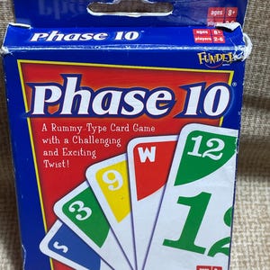 Juego de cartas Vintage 2004 Phase 10/Juego de cartas desafiante/Phase 10/Noche de juegos/Juego de cartas para la noche de juegos en familia/Juego de cartas tipo Rummy/Fundex