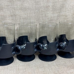 Vintage MCM Glas Snap Mugs By Corning Set of 4/Barware Glasses/Corning/Kitschy 70&#39;s Glasses/Bar Glasses/Glas-Snap Glasses/Smoke Grey Glasses