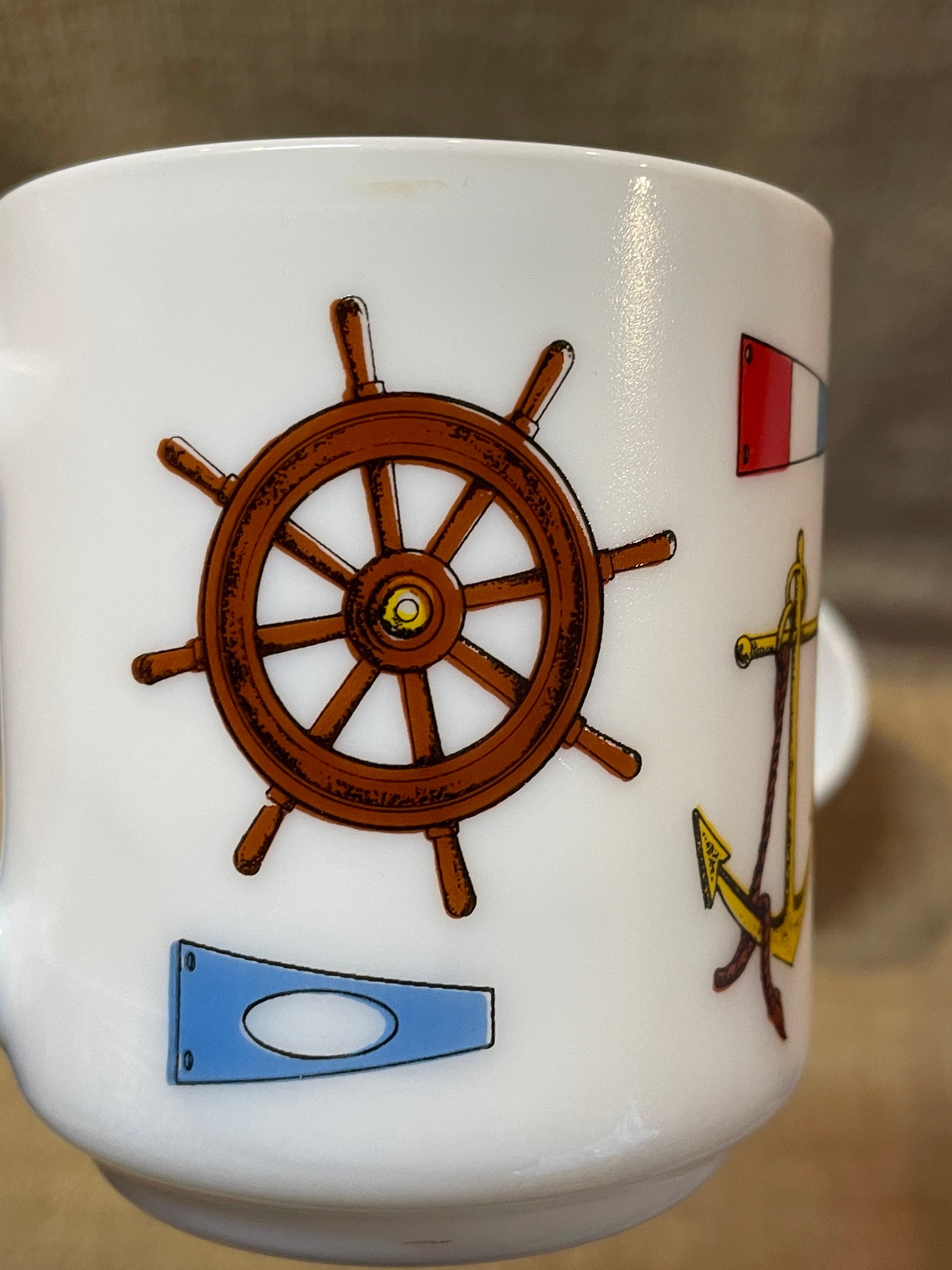 Mug Arcopal Vintage Motif Marins - Très Bon état - Fabriqué En France - Collection Rétro