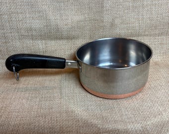 Cacerola Revere Ware de 1 cuarto de galón, fondo de cobre, modelo 1801, olla pequeña, fabricada en EE. UU., para cocinar, para estufa