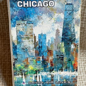 Cartas de jogar vintage Chicago Delta Airlines/Baralho de cartas Delta dos anos 70/Noite de jogos/Cartas/Cartas de jogar Souvenir Airlines/Cartas de jogar Chicago