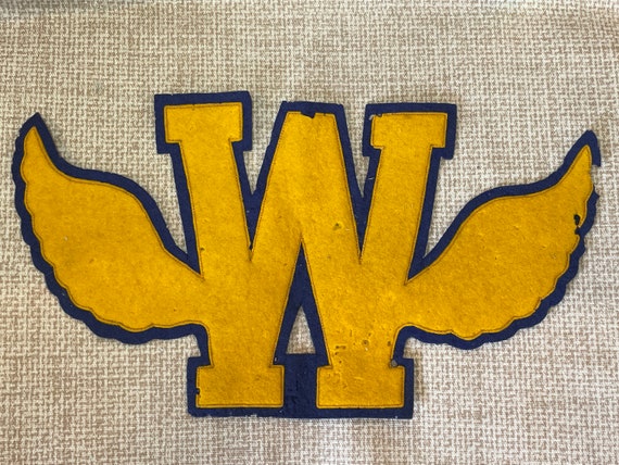 Vintage Varsity Letter W with Wings/Blue and Gold… - image 1