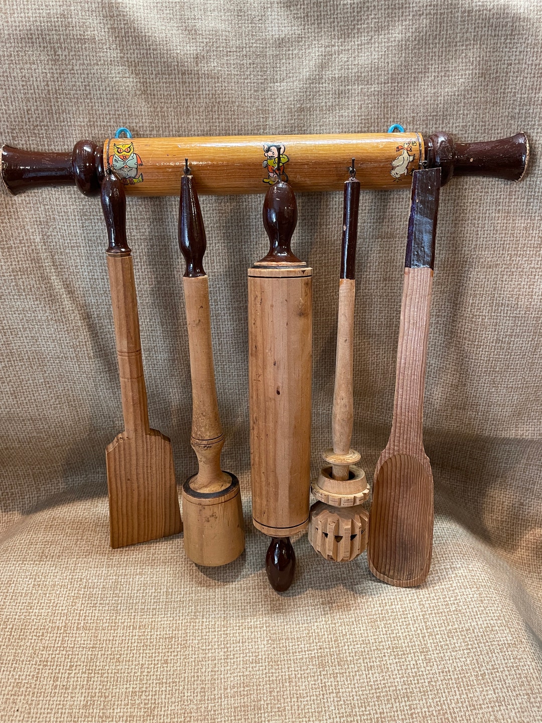 Vintage 50's Kitschy Kitchen Rolling Pin Hanger With Etsy