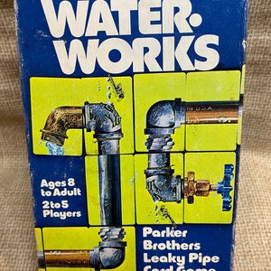 Juego de cartas vintage Water Works de 1976/Juego de cartas Parker Bros/Juego de cartas Leaky Pipe/Bandeja de cartas para la bañera/Noche de juegos familiar/Noche de juegos vintage