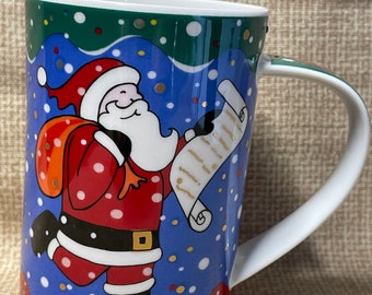 Vintage Dunoon Santa Christmas Coffee Mug by Jane Heyes titled Snow Flurry/Scotland/Stoneware/Coffee Mug/Santa Coffee Mug/Polka Dots