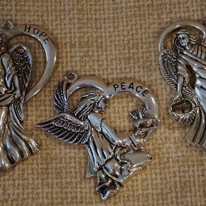 Vintage Gorham Angels Set of 3 Ornaments/Angels Peace Hope Love Gorham Silver Plated Ornaments/Gorham Silver Plated Angel Ornaments