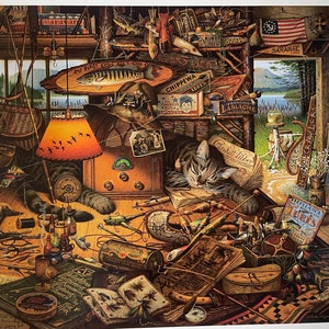 Vintage 1997 Charles Wysocki Fine Art Print titled Max in the Adirondacks/Limited Edition Charles Wysocki Cat/COA Wysocki/Unframed/Decor