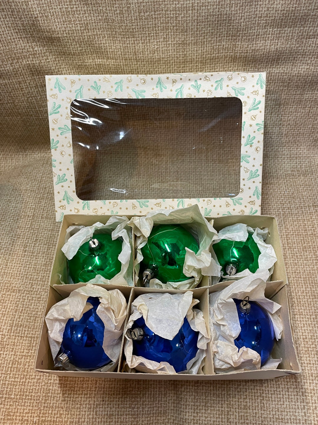 Vintage West Germany Glass Christmas Ornaments Box of 6/christmas