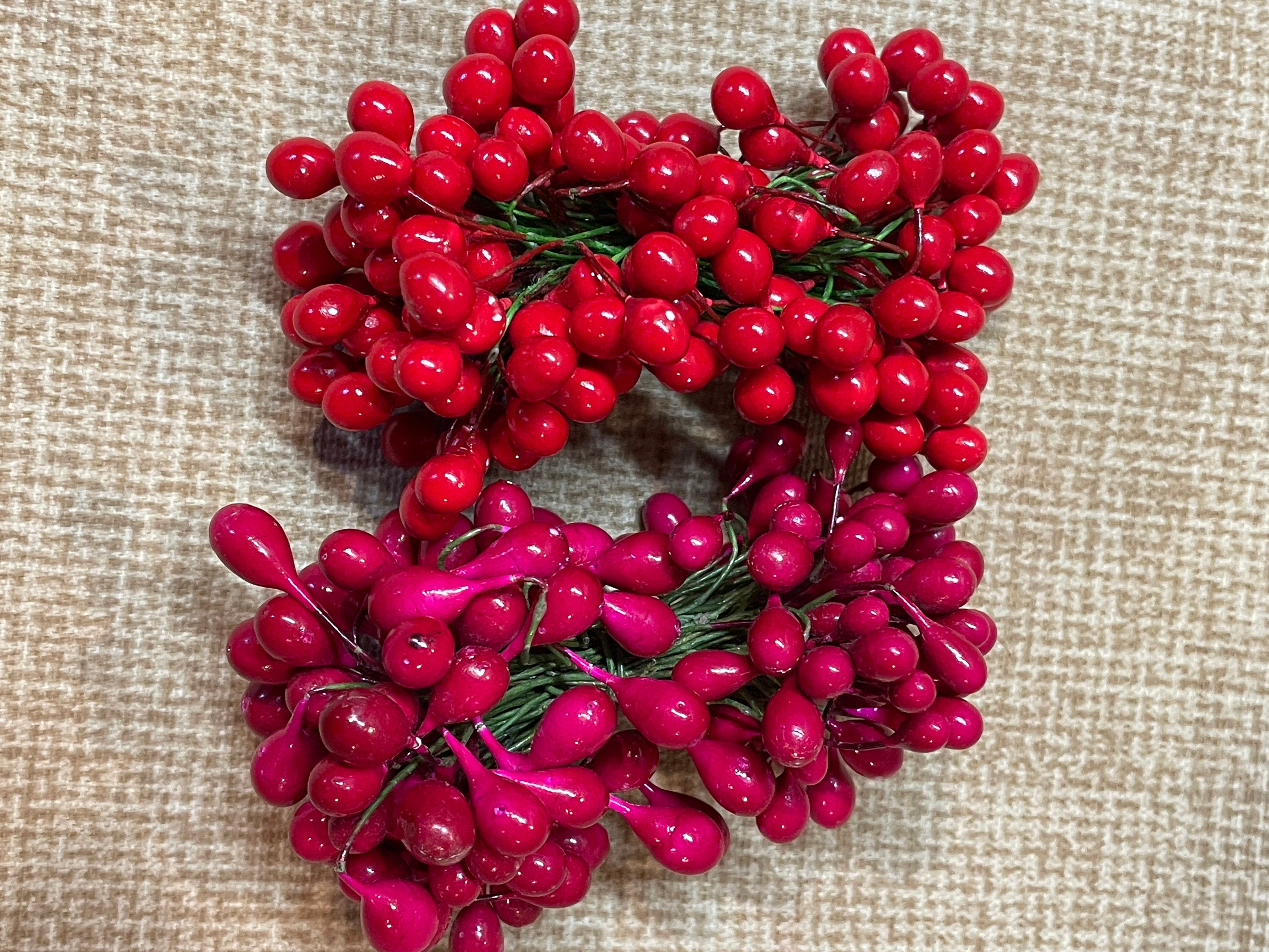 Holly Berry Stems Double-ended Red Berries on Wire Stems, 36 Pcs