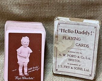 Vintage RARE 1920's Fry's Choc'late Advertising Playing Cards/Hello Daddy! Playing Cards/Fry's Chocolate/A.W. Ford & Co/20's Playing Cards