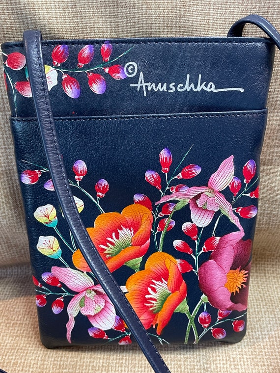 Vintage Anuschka Hand Painted Cross Body Leather Boho Meadow Flowers Anuschka Purse leather meadow Flowers Cross Body Purse poppies Etsy Ireland