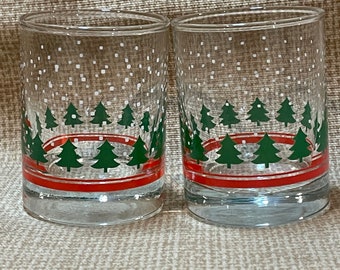 Vintage 80&#39;s Libbey Winterland Votive Holders Set of 2/Winterland Votive Holders/Candle Holder/Libbey Christmas Decor/Snowfall Votiv