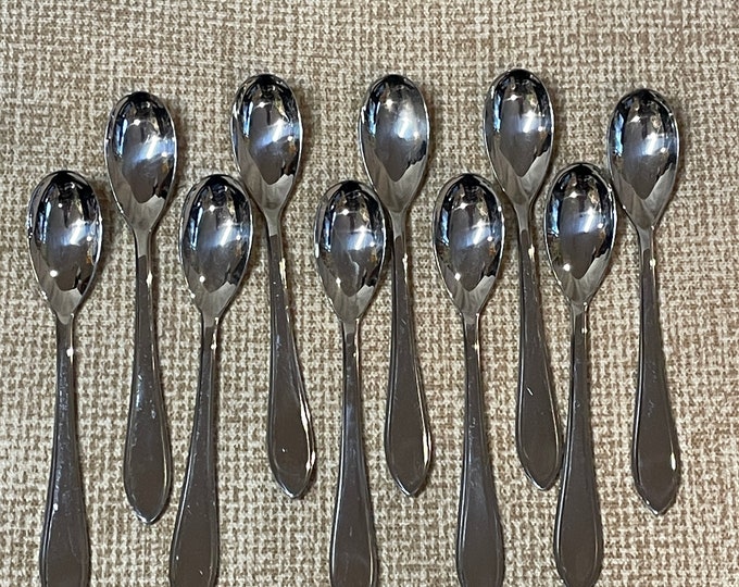 Vintage 1950's Gero Zilmeta Set of 10 Stainless Steel Small Spoons