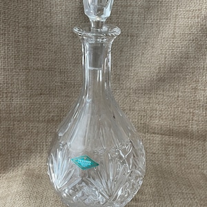 Decantador de licor de cristal Shannon Vintage/decantador de cristal hecho a mano/barware/decantador de servicio/decoración del hogar/botella de vidrio