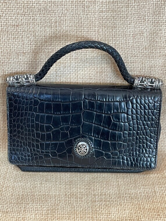 Vintage Brighton Brown Croc Embossed Leather Clutc