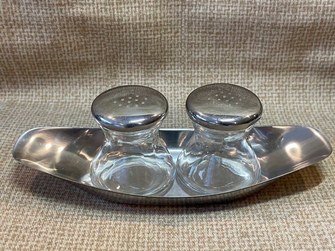 Vintage WMF Germany Cromargan Stainless Steel Salt and Pepper Shakers