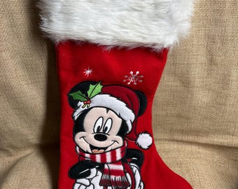 Mickey Mouse Christmas Stocking/Appliquéd Mickey Mouse Stocking/Disney/Christmas Decor