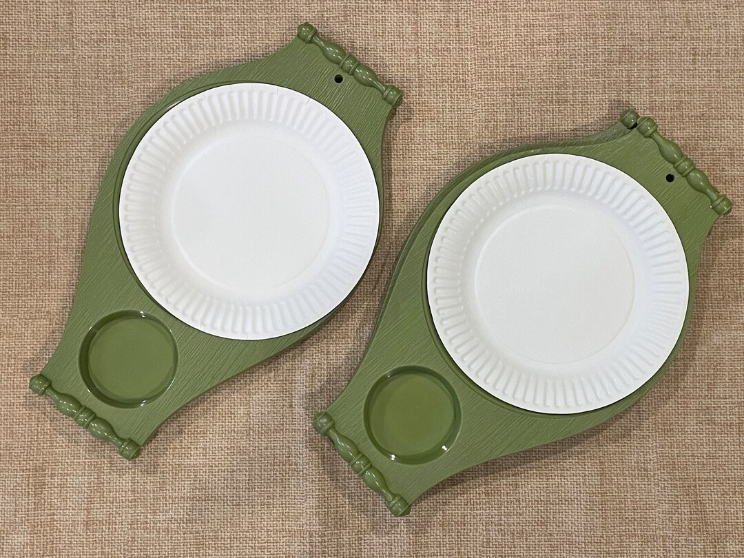 Vintage 60's 70's Paper Plate and Cup Holders Set of 5/BBQ Food Trays