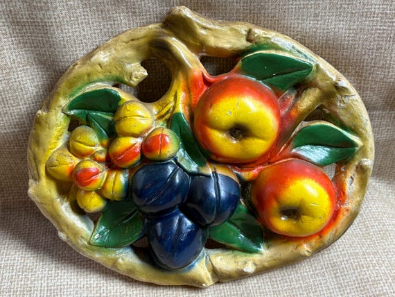 Vintage Chalk Ware Large Fruit Melody/kitchen Chalkware Fruits
