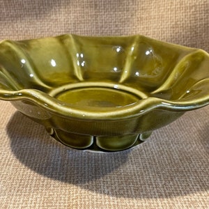 Vintage McCoy Green Bowl/McCoy Planter/Green Planter Bowl/Scalloped Edged Olive Green McCoy Candy Dish/McCoy