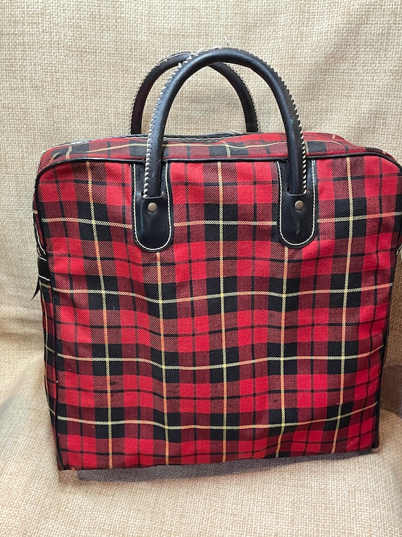 Vintage Aladdin Red and Black Plaid Picnic Pack wi