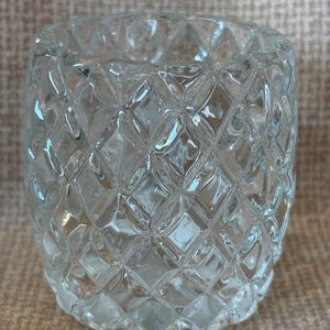 Vintage Homco Clear Cut Glass Diamond Pattern Votive Holder/Tabletop Votive Holder/Diamond Pattern/Home Decor/Candle Holder/Homco Votive